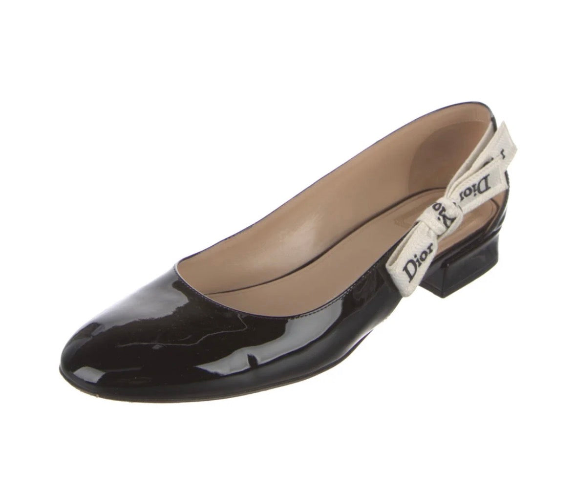 Christian Dior Patent Leather Bow Accents Pumps