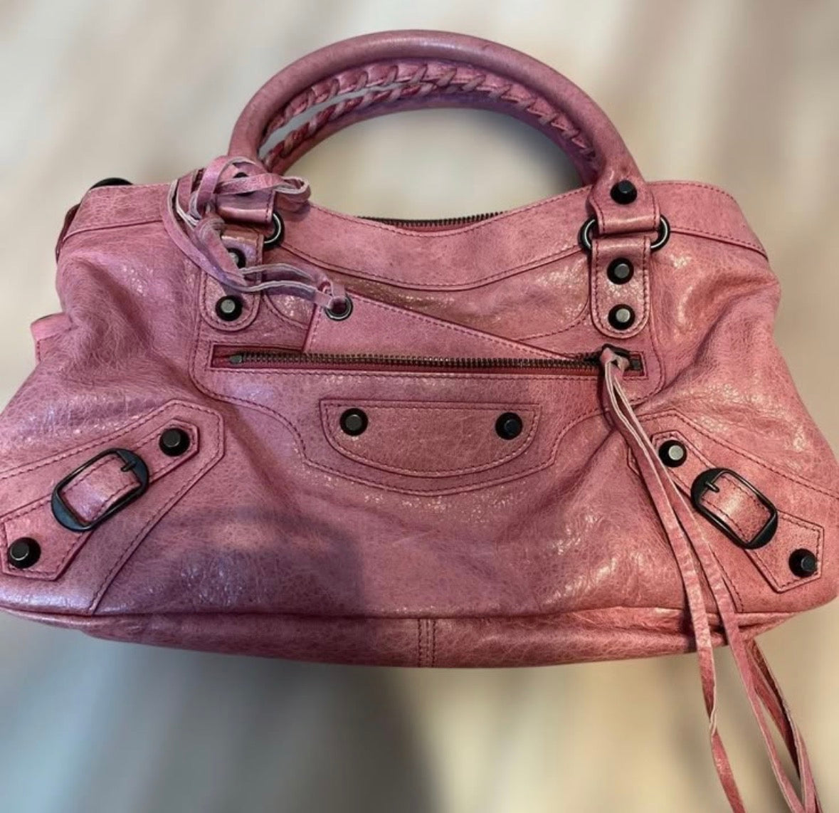 pink balenciaga city bag