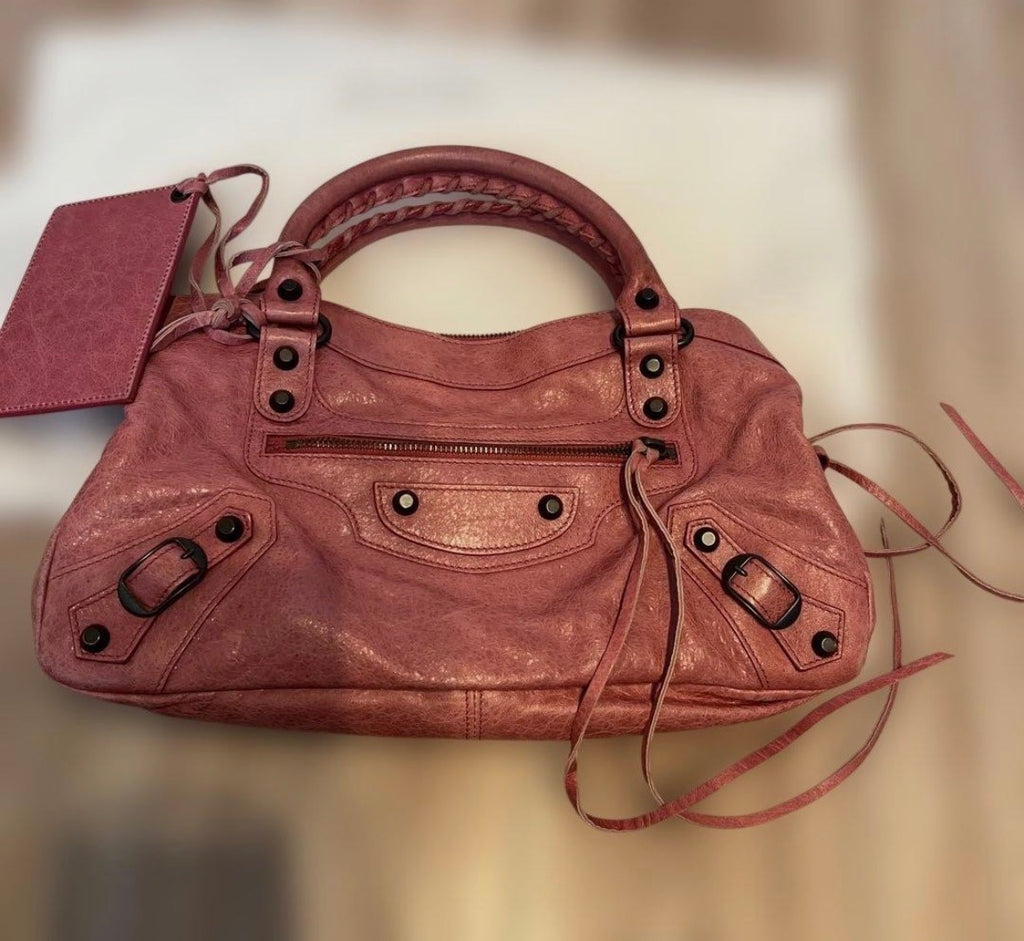 pink balenciaga city bag