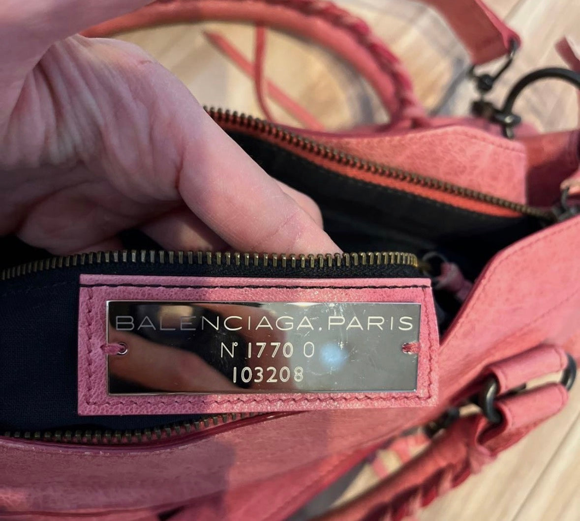 pink balenciaga city bag
